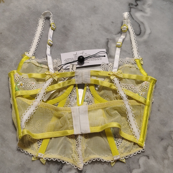 For Love And Lemons Yellow Floral Lace Bra - Picture 7 of 9